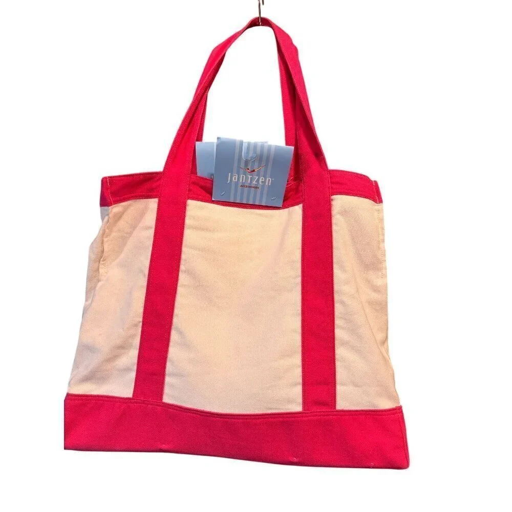 Jantzen Canvas Tote Bag With Pink Flower Design NWT